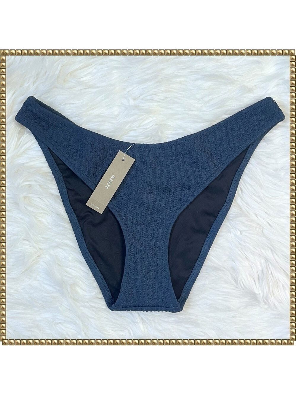 J Crew Blue Textured Bikini Swim Bottoms Medium NWT